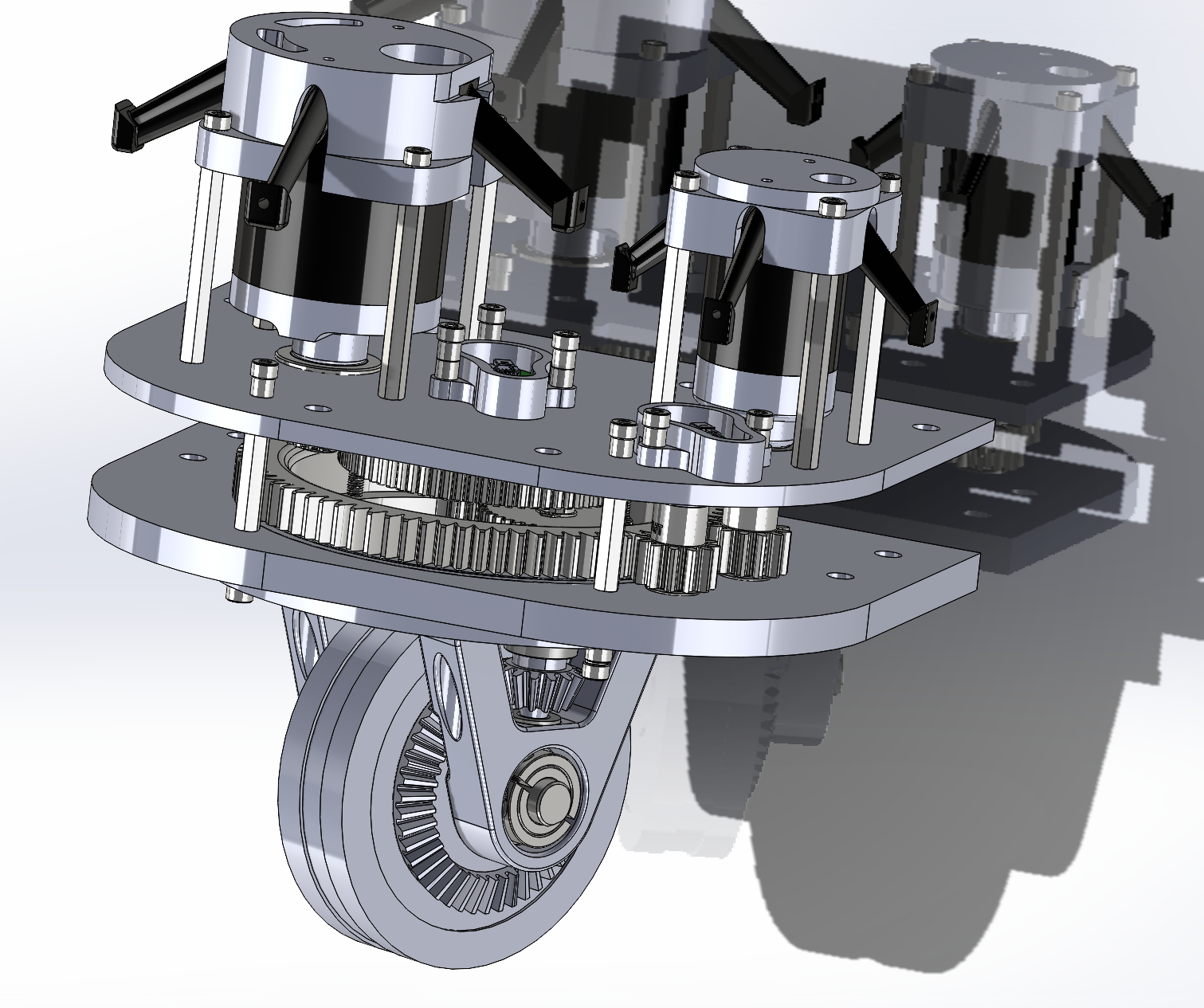 CAD render of Subvision's underwater swerve drive gearbox