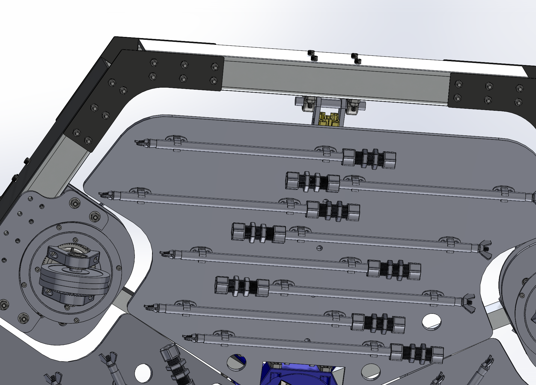 CAD render of the UVC array mounted inside ZIMA